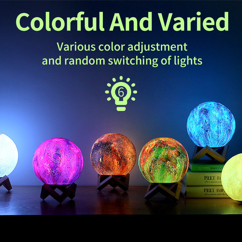 Lampka Księżycowa 3D LED 15 cm – 16 Kolorów, Ładowalna, Sterowanie Pilotem / Dotykiem