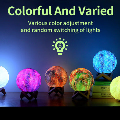 Lampka Księżycowa 3D LED 15 cm – 16 Kolorów, Ładowalna, Sterowanie Pilotem / Dotykiem