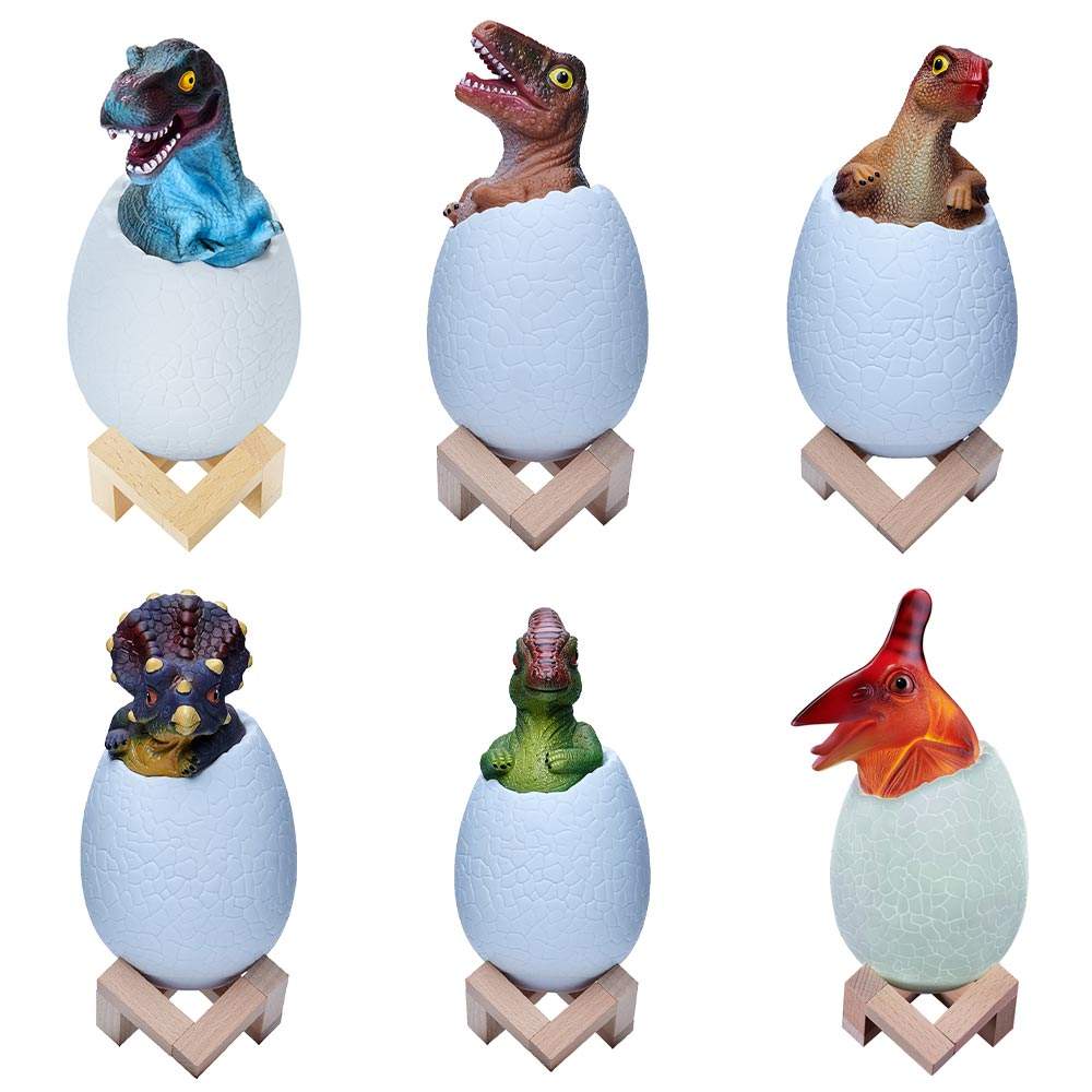 Lampka Dinozaur 3D LED w Jajku – 16 Kolorów, Pilot i Dotyk, Ładowalna
