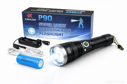 Mocna Latarka Akumulatorowa P90 z Zoomem 1500LM USB
