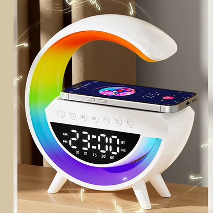 Inteligentna Lampa Nastrojowa RGB z Ładowarką Bezprzewodową i Głośnikiem Bluetooth