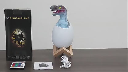 Lampka Dinozaur 3D LED w Jajku – 16 Kolorów, Pilot i Dotyk, Ładowalna