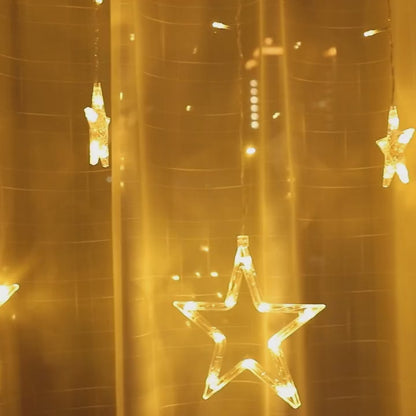 STAR ICICLE LIGHTS CURTAIN FAIRY CONNECTABLE 8 MODES WATERPROOF HANGING LIGHTS FOR CHRISTMAS PARTY INDOOR OUTDOOR DECORATIONS