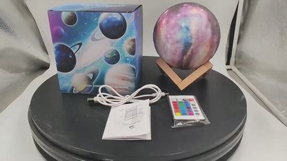 Lampka Księżycowa 3D LED 15 cm – 16 Kolorów, Ładowalna, Sterowanie Pilotem / Dotykiem